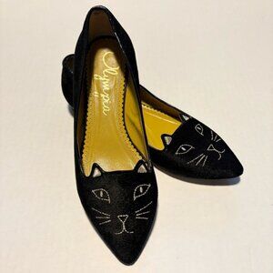Charlotte Olympia Kitty Flats Black Velvet Size 36 EUC